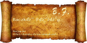Baczkó Fülöp névjegykártya